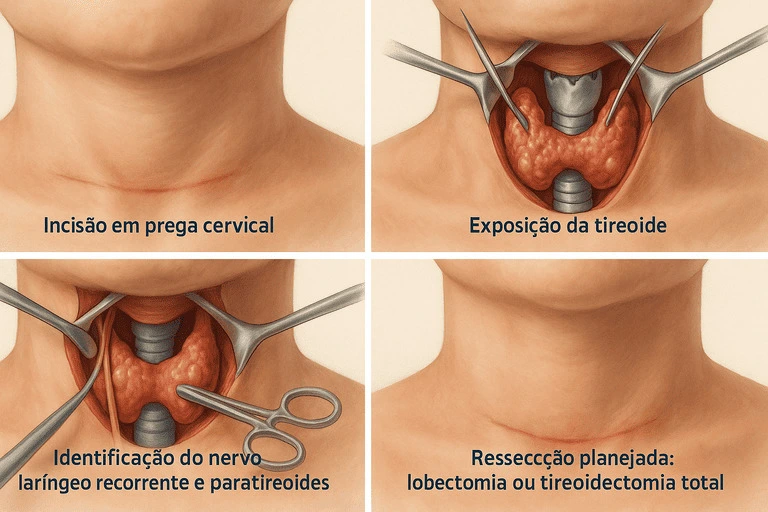 Imagem de como é feita a cirurgia da tireoide